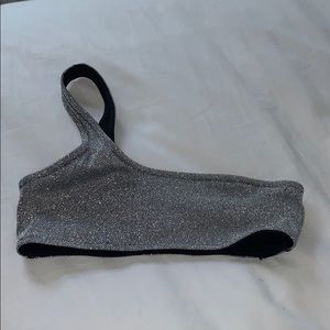 Sparkly Gray one shoulder triangl bikini